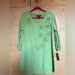 Green Blouse with Floral Appliqué | Style & Co. | Size M | NWT